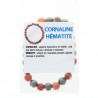 Bracelet en pierres naturelles d'Hématite et Cornaline avec croix