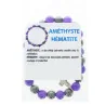 Bracciale in pietre naturali Ematite e Ametista con croce