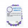 Bracelet made of natural stones Hematite and Amethyst with cross