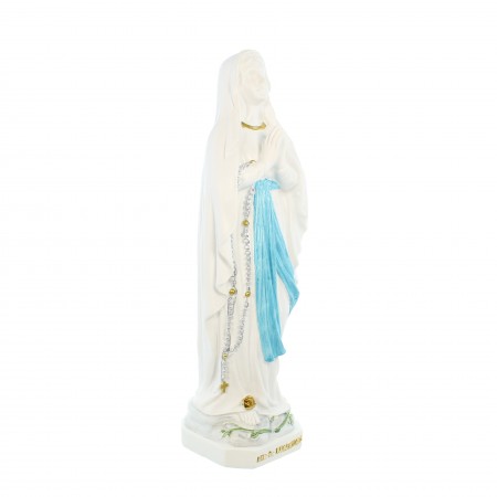 Statue Notre Dame de Lourdes blanche et bleue de 20cm