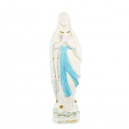 Statua di Nostra Signora di Lourdes bianca e blu 20 cm