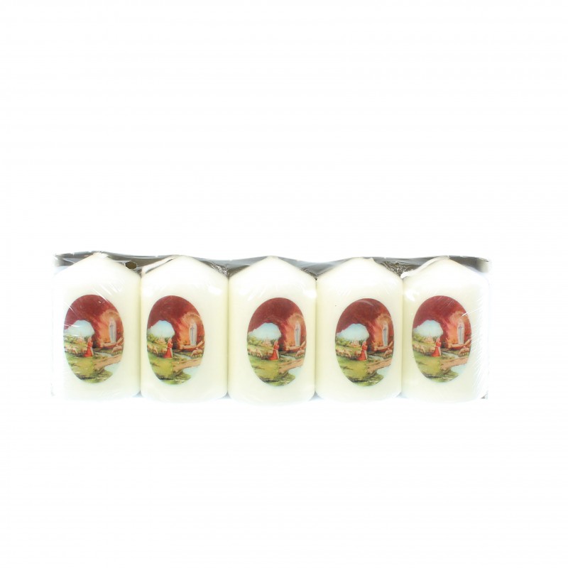 Set of 5 candles of the Apparition, 6cm high