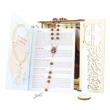 Scatola del Rosario San con rosario, candela e libretto di preghiere