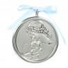 Round cradle medal with the Virgin Mother in silver