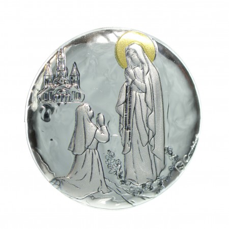 Plaque of the Apparition in silver metal with gold finish