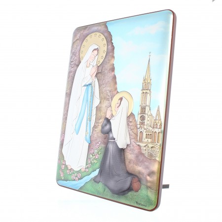Cadre Apparition de Lourdes en couleur de 16x21cm