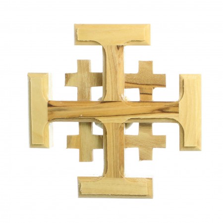 Croix de Jérusalem en bois d'olivier de Béthléem de 8cm
