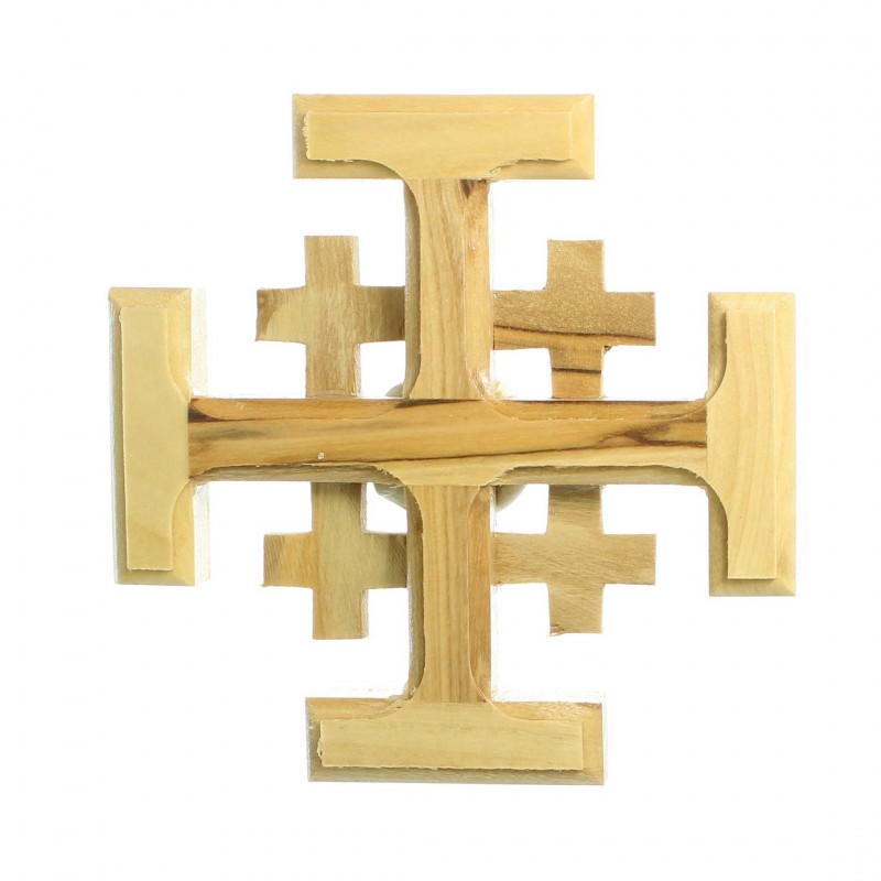 Croce di Gerusalemme in legno d'ulivo di Betlemme 8cm