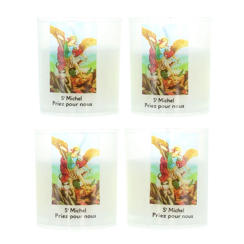 Lot de 4 bougies veilleuses de Saint Michel 20h 6cm