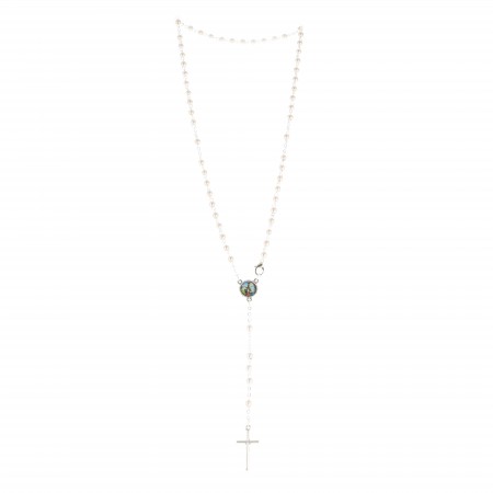 Libretto del Santo Rosario con un rosario bianco