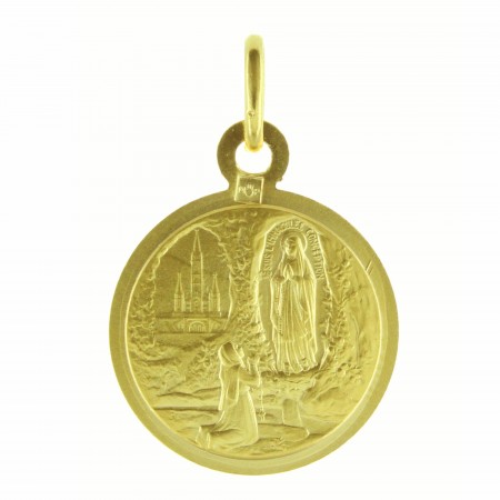 Medaglia Placcata d'Oro Madonna e Gesù Bambino 15mm