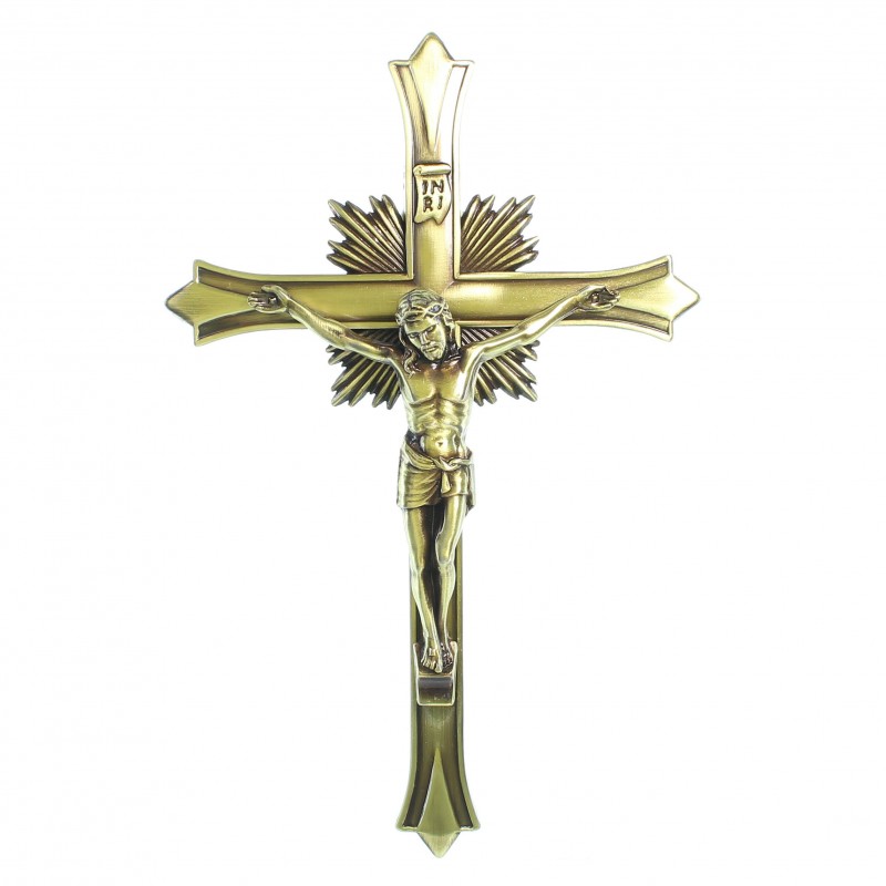 Crucifix en métal imitation bronze 21cm