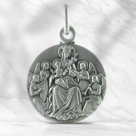 Medaglia di Argento della Madonna con Angeli 20mm