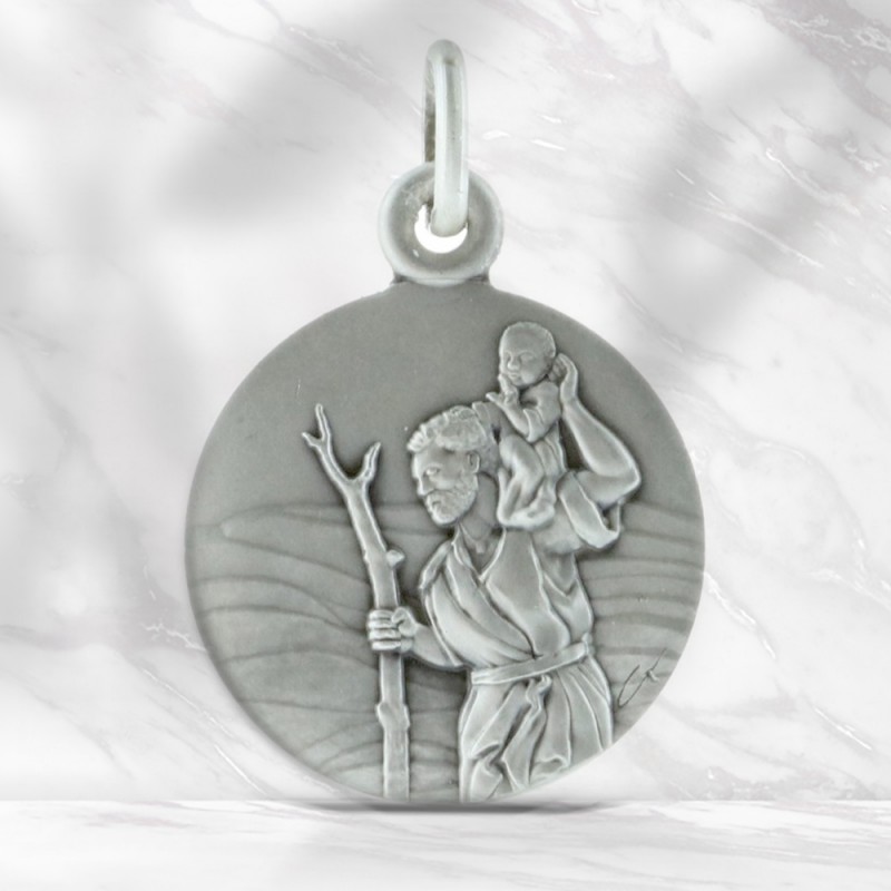 Saint Christopher Silver round medal 20mm