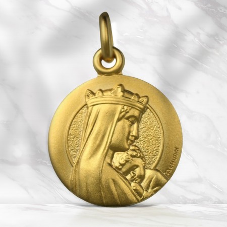 Medaglia della Madonna incoronata in placcata oro