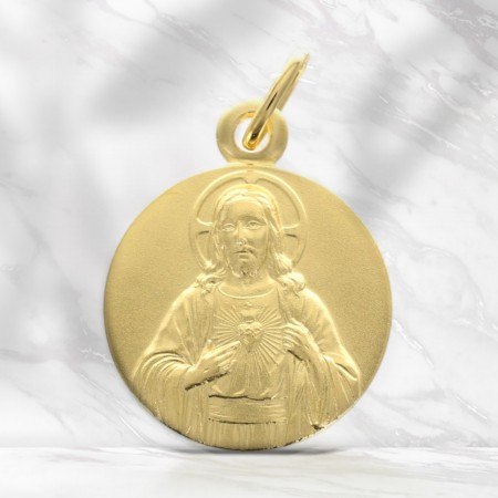 Médaille Sacré coeur de Jésus en plaqué or 16 mm