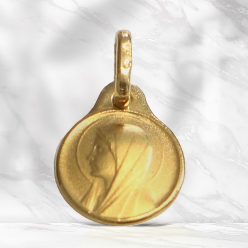 Gold Mini Medal of the Virgin in profile