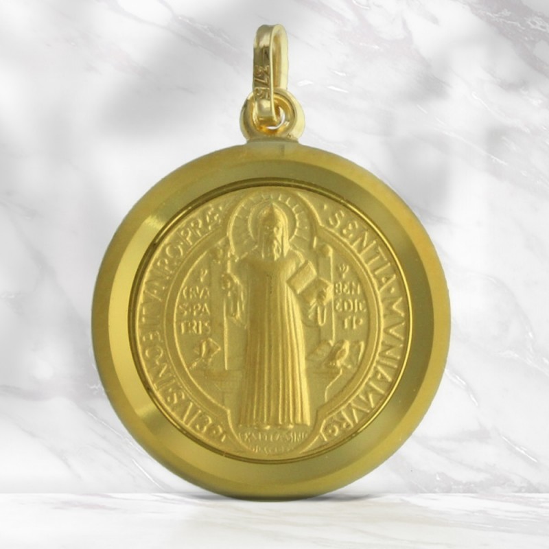 Médaille de Saint Benoît en Or 9 carats 16mm