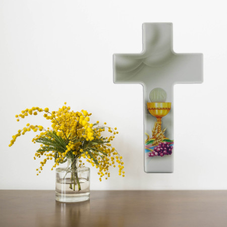 Croix première communion bois calice hostie 4,1x2,7 cm | vente en ligne Croix première communion bois calice hostie 4,1x2,7 cm | vente en ligne
