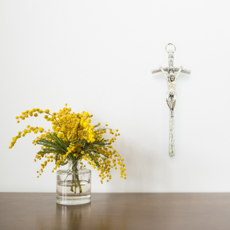 Crucifix croix pastorale en métal 11cm