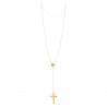 6mm Quartz gold plated rosary with enamelled cross