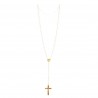 6mm Quartz gold plated rosary with enamelled cross