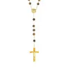 Rosario in oro con pietre occhio di tigre da 6 mm e croce smaltata