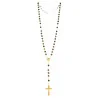 Rosario in oro con pietre occhio di tigre da 6 mm e croce smaltata