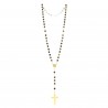 Gold rosary in 6mm Tiger eye stones with enamelled cross