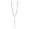Rosario in oro con pietre occhio di tigre da 6 mm e croce smaltata