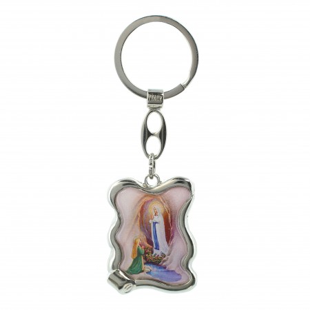 Portachiavi a forma di pergamena dell'Apparizione di Lourdes