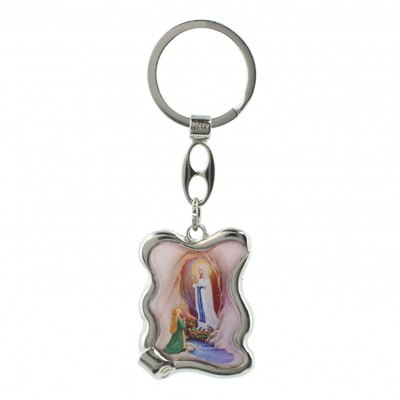 Portachiavi a forma di pergamena dell'Apparizione di Lourdes