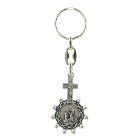 Apparition of Lourdes and Saint Christopher Scout one decade rosary key ring