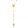 Gold-plated steel rosary necklace with center piece Apparition of Lourdes and Saint Benoit