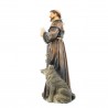 Statua di San Francesco d'Assisi con lupo in resina da 20cm