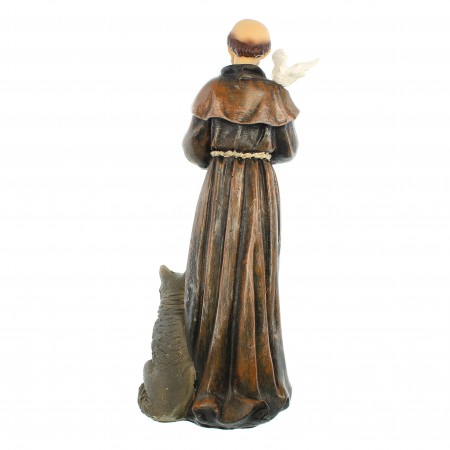 20cm resin statue of Saint Francis of Assisi with wolf