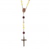 Chapelet en verre tons ambres avec coeur Vierge Miraculeuse et perles violettes