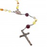 Amber color rosary with Our Lady of Grace center piece and purple beads