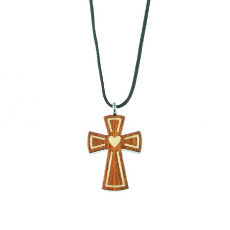 Maple wood cross set 3.2cm with cord