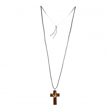Croix ensemble en bois d'érable de 3,5cm avec cordon
