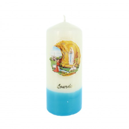 Candela bianca e blu dell'Apparizione di Lourdes 5x11cm