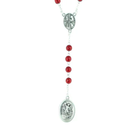 Chapelet en verre rouge de Saint Michel 6mm