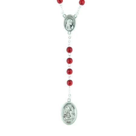 Chapelet en verre rouge de Saint Michel 6mm