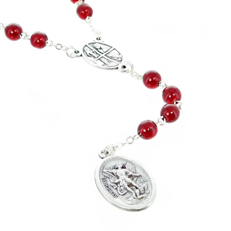 Rosario in vetro rosso di San Michele 6 mm