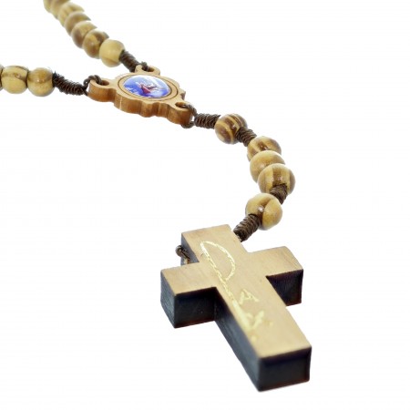 Rosary with 6mm olive wood beads and PAX Lourdes cross