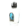 30ml glass bottle of Lourdes water with blue Apparition on metal