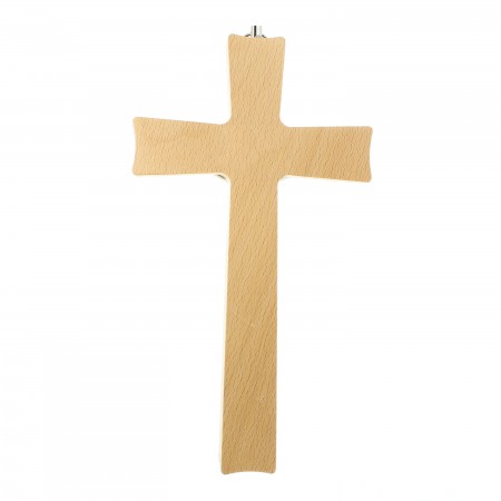Croix en bois d'olivier avec Christ argenté 19cm