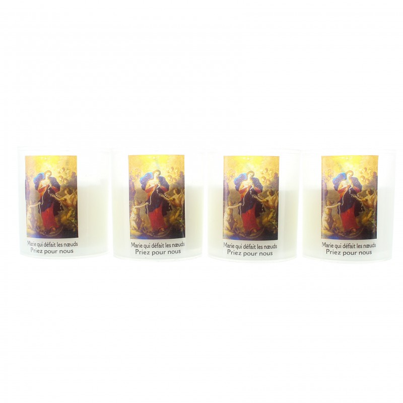 Set di 4 candele della Madonna che scioglie i nodi 6cm 20 ore