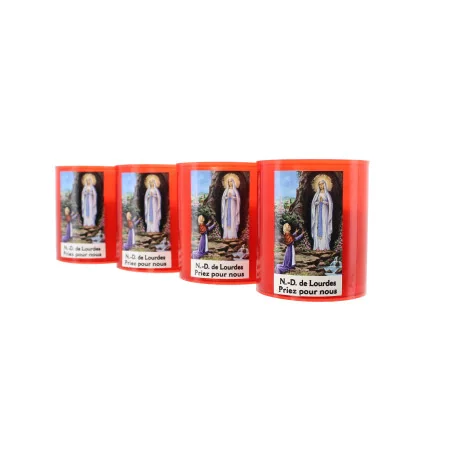 5.5x6cm Set of 4 Our Lady of Lourdes red candles