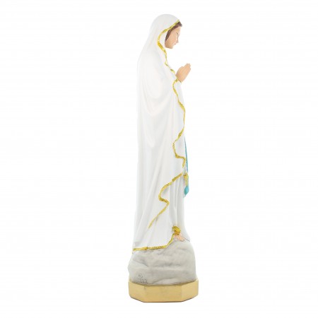 Statue de Notre Dame de Lourdes avec liseret pailleté doré résine de 40cm